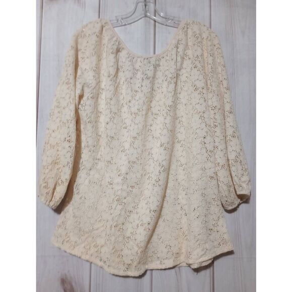 Fenn Wright Manson Shirt Ladies 1x Ivory Lace Button Front - Picture 2 of 7